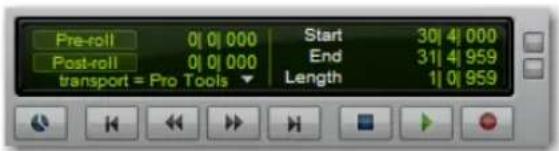 Pre-roll 0|0|000 Start 30|4|000 Post-roll 0|0|000 End 31|4|959 transport = Pro Tools Length 1|0|959