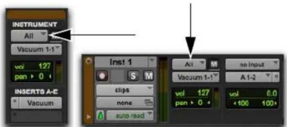 INSTRUMENT All Vacuum 1-1 vol 127 pen > 0 INSERTS A-E Vacuum Inst 1 S M clips none auto read All M Vacuum 1-1 no input A 1-2 vol 127 pen > 0 vol 0.0 100 100