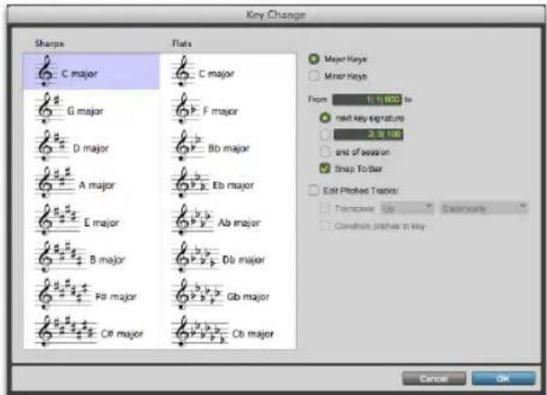 Avid Pro Tools 11.0 - Boîte de dialogue Key Change - 1