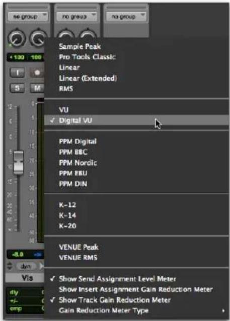 Avid Pro Tools 11.0 - Pour définir le type d'indicateur de niveau des pistes Master dans la fenêtre Mix ou Edit : - 2