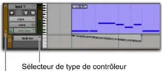 Inst 1 MIDI 3-26 Clips name modi vot Sélecteur de type de contrôleur