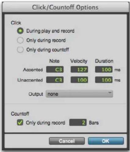 Avid Pro Tools 11.0 - Pour configurer les options du clic : - 1