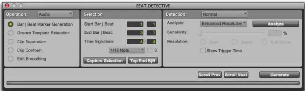 Avid Pro Tools 11.0 - La fenêtre Beat Detective - 1