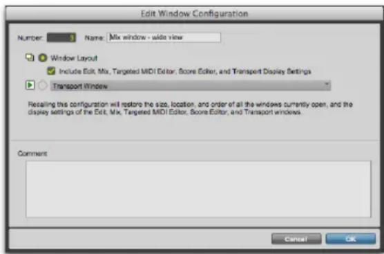 Avid Pro Tools 11.0 - Propriétés des configurations de fenêtres - 1