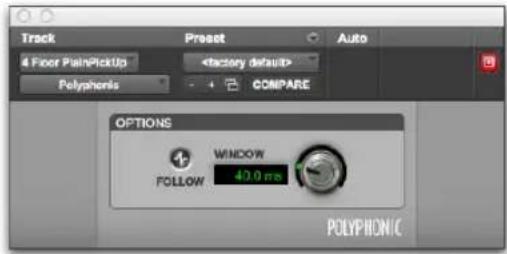 Track 4 Floor PlainPickUp Polyphenis Preset COMPARE OPTIONS WINDOW FOLLOW 40.0 ns POLYPHIONIC