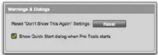 Avid Pro Tools 11.0 - Pour afficher la boîte de dialogue Quick Start au démarrage de Pro Tools : - 1