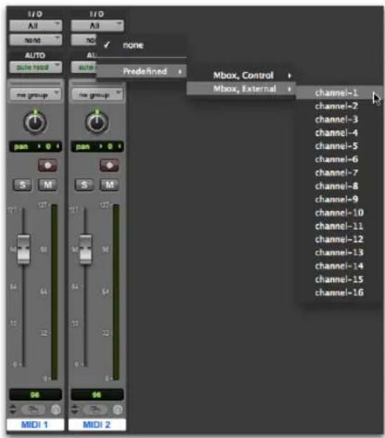 Avid Pro Tools 11.0 - Pour assigner une piste MIDI (et tous ses clips) à un canal de périphérique MIDI spécifique : - 2