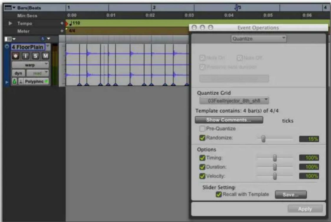 Avid Pro Tools 11.0 - Quantifiez la position des événements audio pour appliquer un modèle de groove : - 1