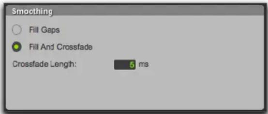 Smoothing Fill Gaps Fill And Crossfade Crossfade Length: 5 ms