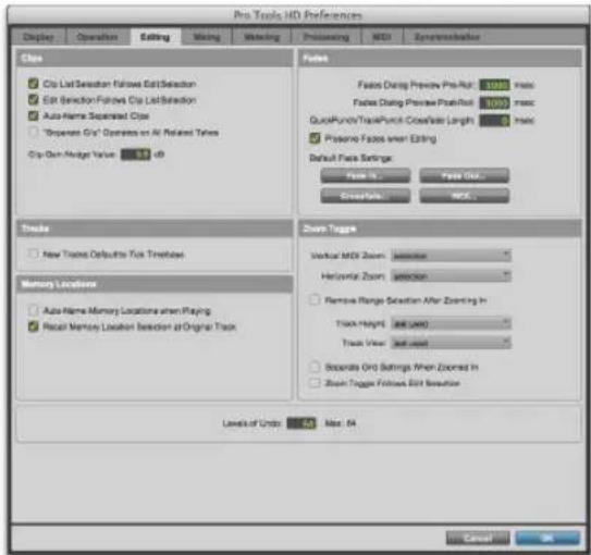 Avid Pro Tools 11.0 - Préférences d'édition - 1