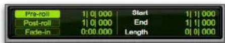 Avid Pro Tools 11.0 - Pour configurer et activer les durées de pré-roll et de post-roll dans la fenêtre de transport : - 1
