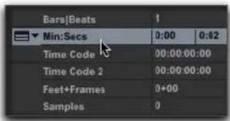 Bars|Beats 1 Min:Secs 0:00 0:62 Time Code 00:00:00:00 Time Code 2 00:00:00:00 Feet+Frames 0+00 Samples 0