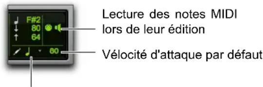 Lecture des notes MIDI lors de leur édition Vélocité d'attaque par défaut