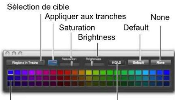 Sélection de cible Appliquer aux tranches Saturation Brightness Default None Regions in Trache Saturation Brightness NOLO Default None