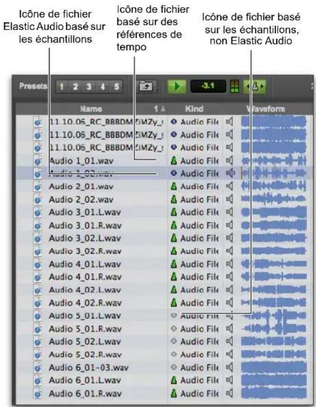 Icône de fichier Elastic Audio basé sur les échantillons Icône de fichier basé sur des références de tempo Icône de fichier basé sur les échantillons, non Elastic Audio Presets 1 2 3 4 5 3.1 Name 1 2 3 4 5 11.10.06_RC_BBBDM 2iMZy_3 Audio File 11.10.06_RC_BBBDM 2iMZy_3 Audio File 11.10.06_RC_BBBDM 2iMZy_3 Audio File Audio 1_01.wav Audio File Audio 1_02.wav Audio File Audio 2_01.wav Audio File Audio 2_02.wav Audio File Audio 3_01.Lwav Audio File Audio 3_01.R.wav Audio File Audio 3_02.Lwav Audio File Audio 3_02.R.wav Audio File Audio 4_01.Lwav Audio File Audio 4_01.R.wav Audio File Audio 4_02.Lwav Audio File Audio 4_02.R.wav Audio File Audio 5_01.Lwav Audio File Audio 5_01.R.wav Audio File Audio 5_02.Lwav Audio File Audio 5_02.R.wav Audio File Audio 6_01-03.wav Audio File Audio 6_01.Lwav Audio File Audio 6_01.R.wav Audio File