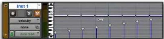 Avid Pro Tools 11.0 - Pour décaler globalement des vélocités avec l'outil de trim : - 1