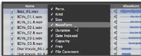 Avid Pro Tools 11.0 - Pour afficher ou masquer une colonne : - 1