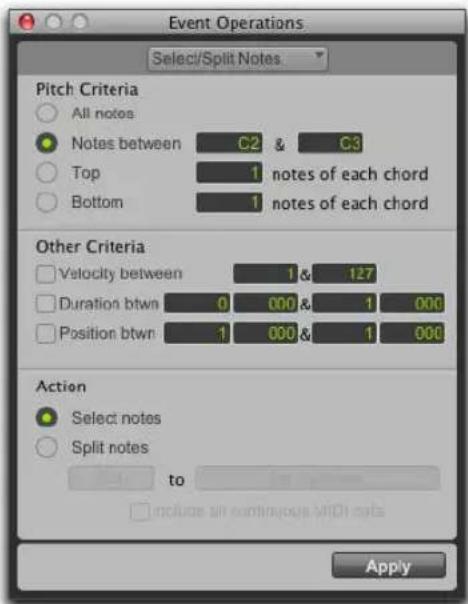 Avid Pro Tools 11.0 - Commande Select/Split Notes - 1