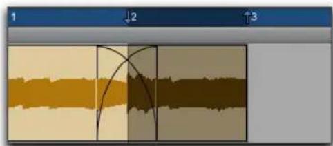 Avid Pro Tools 11.0 - Pour déplacer un clip par incrément et étendre le fondu enchaîné correspondant : - 1