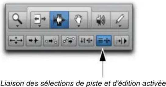Liaison des sélections de piste et d'édition activée