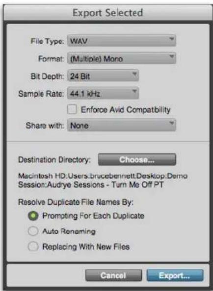 Avid Pro Tools 11.0 - Pour exporter des clips sous forme de nouveaux fichiers audio : - 1