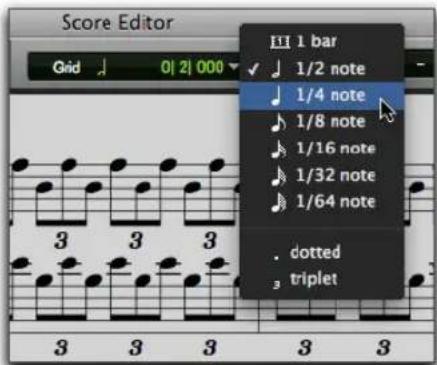 Score Editor Grid 0121000 1 bar 1/2 note 1/4 note 1/8 note 1/16 note 1/32 note 1/64 note . dotted triplet