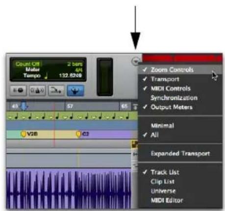 Avid Pro Tools 11.0 - Affichage et masquage des commandes supplémentaires de la fenêtre Edit - 1