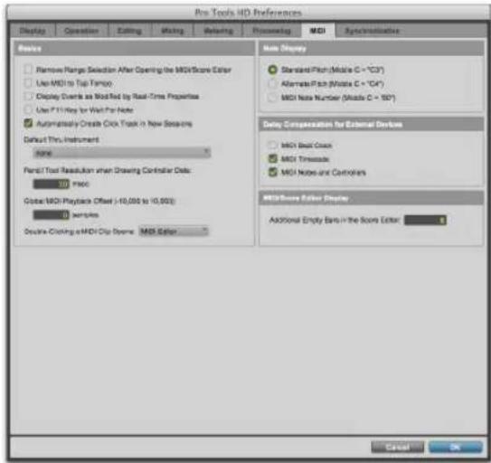 Avid Pro Tools 11.0 - Préférences MIDI - 1