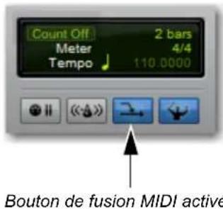 Count Off 2 bars Meter 4/4 Tempo 110.0000 Bouton de fusion MIDI activé