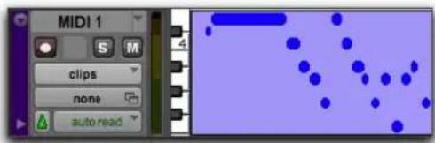 MIDI 1 clips none auto read