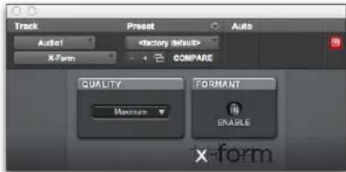 Track Audio1 X-Form Preset + COMPARE QUALITY Maximum FORMANT ENABLE X-form