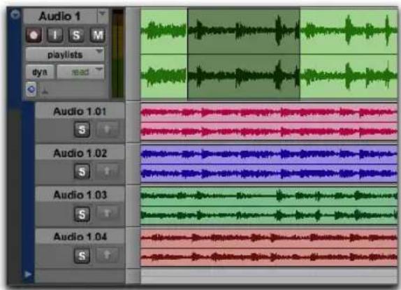 Avid Pro Tools 11.0 - Pour copier une sélection d'une playlist alternative sur la playlist principale : - 3