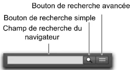 Bouton de recherche avancée Bouton de recherche simple Champ de recherche du navigateur