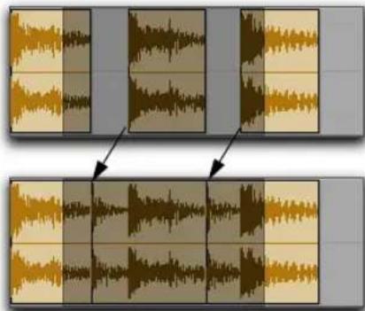 Avid Pro Tools 11.0 - Pour effectuer un trimming depuis un point de début pour combler des espaces : - 1