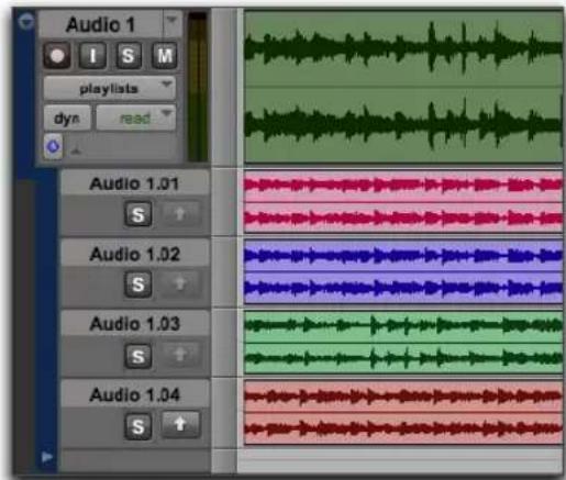 Avid Pro Tools 11.0 - Pour afficher les lignes de playlist d'une piste : - 4