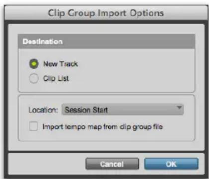 Avid Pro Tools 11.0 - Importation de groupes de clips à l'aide des commandes de menu de Pro Tools - 1