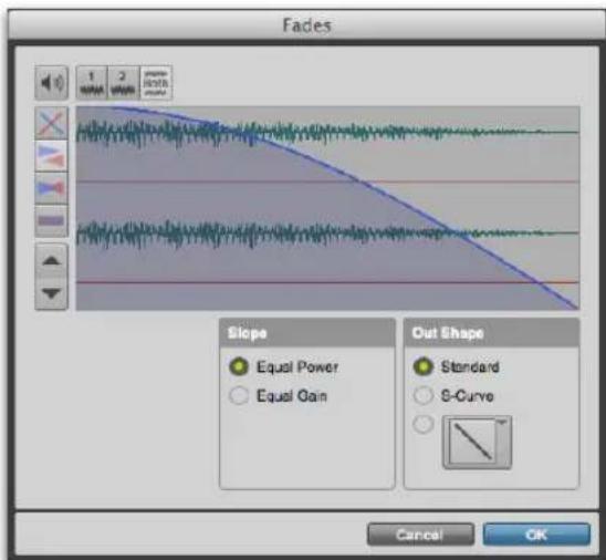 Fades 1 2 #value #value Slope Equal Power Equal Gain Out Shape Standard S-Curve Cancel OK