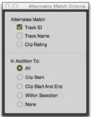 Avid Pro Tools 11.0 - Fenêtre Matching Criteria - 1