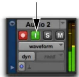 Avid Pro Tools 11.0 - Sélection des modes de monitoring pour l'enregistrement avec la commande de monitoring d'entrée de piste - 1