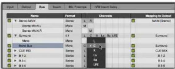 Avid Pro Tools 11.0 - Pour mapper un bus mono sur un canal d'un chemin de sortie surround : - 2