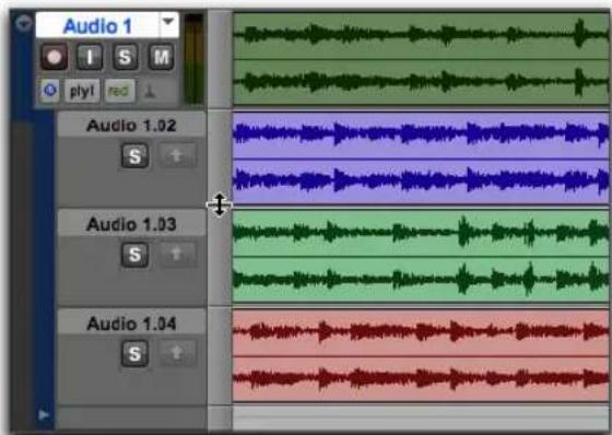 Avid Pro Tools 11.0 - Pour redimensionner une ligne de playlist, effectuez l'une des opérations suivantes : - 1