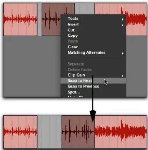 Avid Pro Tools 11.0 - Pour aligner un clip sur le clip suivant d'une piste : - 1