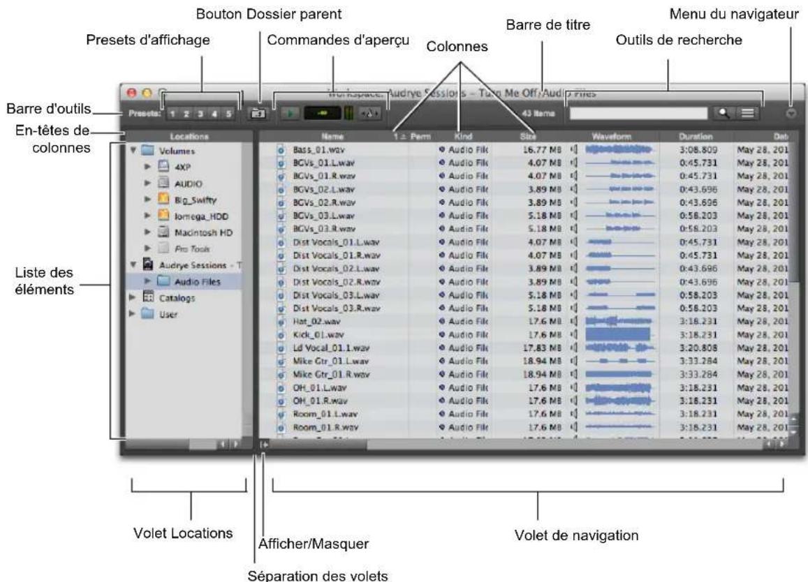 Avid Pro Tools 11.0 - Disposition et outils des navigateurs de l'espace de travail - 1