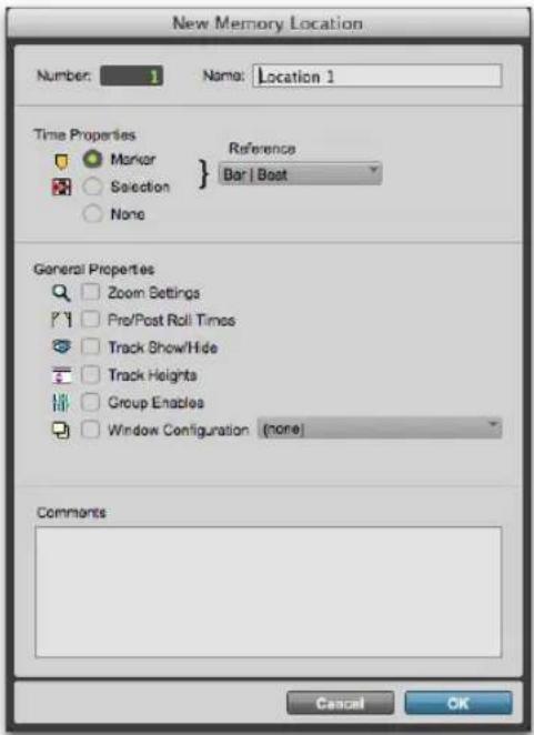 Avid Pro Tools 11.0 - Propriétés des emplacements mémoire - 1