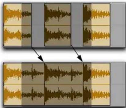 Avid Pro Tools 11.0 - Pour effectuer un trimming depuis un point de fin pour combler des espaces : - 1