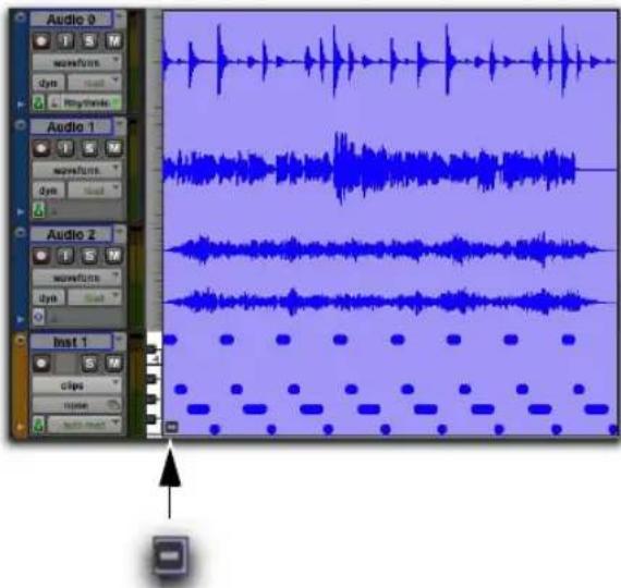 Audio 0 waveforms dyn Rhythmic Audio 1 waveforms dyn Audio 2 waveforms dyn Inst 1 clips none inst 1
