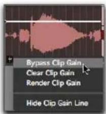 Avid Pro Tools 11.0 - Menu contextuel de l'icône de fader de gain du clip - 1