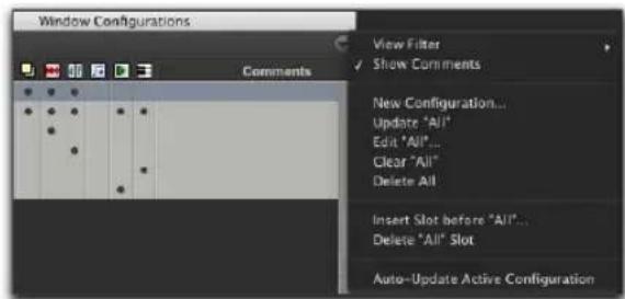 Avid Pro Tools 11.0 - Menu de la liste des configurations de fenêtres - 1
