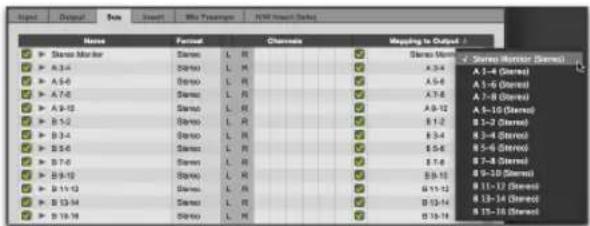 Avid Pro Tools 12.3 - Pour créer un bus et le mapper sur un chemin de sortie : - 1