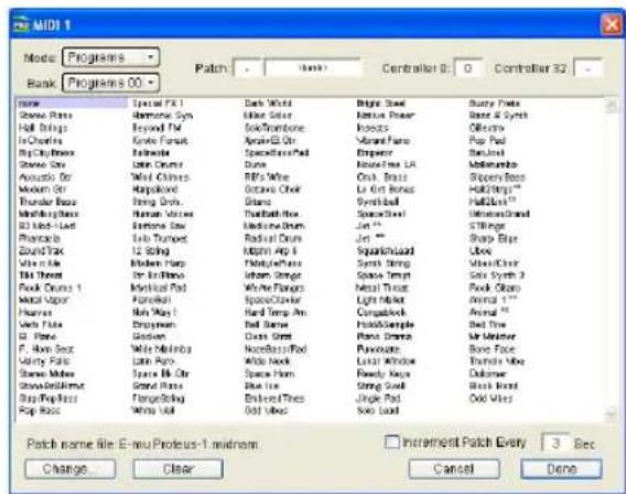 Avid Pro Tools HD 8.0 - Boîte de dialogue Patch Select - 1